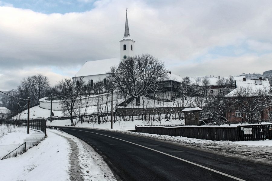 Felsősófalva központja télen