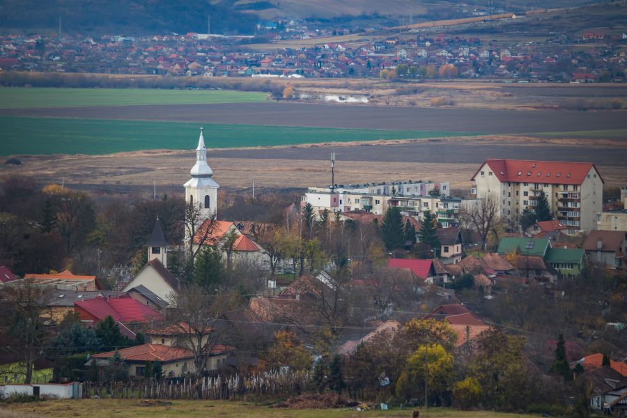 Marosszentgyörgy látképe a Cinege-tető irányából